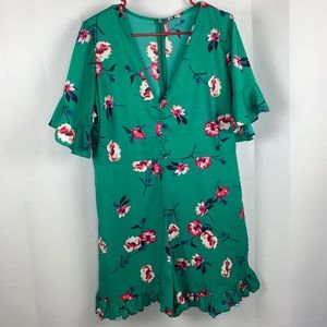 NWT Influence Floral Green Romper Shorts Plus sz